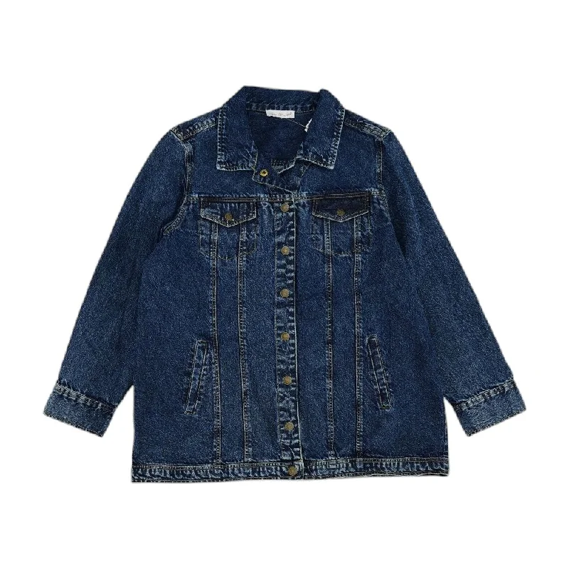 Shop and Save Blue Solid Denim Jacket