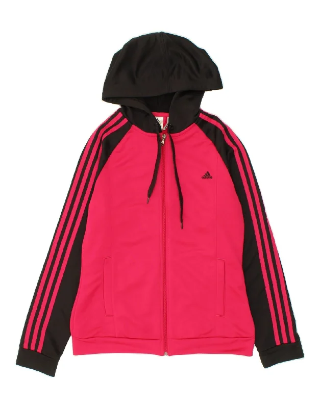 Exclusive Offers ADIDAS Womens Zip Hoodie Sweater UK 12/14 Medium Pink Colourblock
