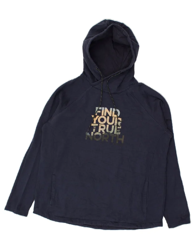 Limited Stock COLUMBIA Womens Graphic Hoodie Jumper UK 18 XL Navy Blue Cotton