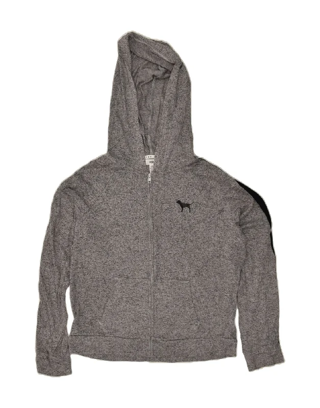 Markdown Madness PINK Womens Zip Hoodie Sweater UK 14 Medium Grey Flecked Viscose