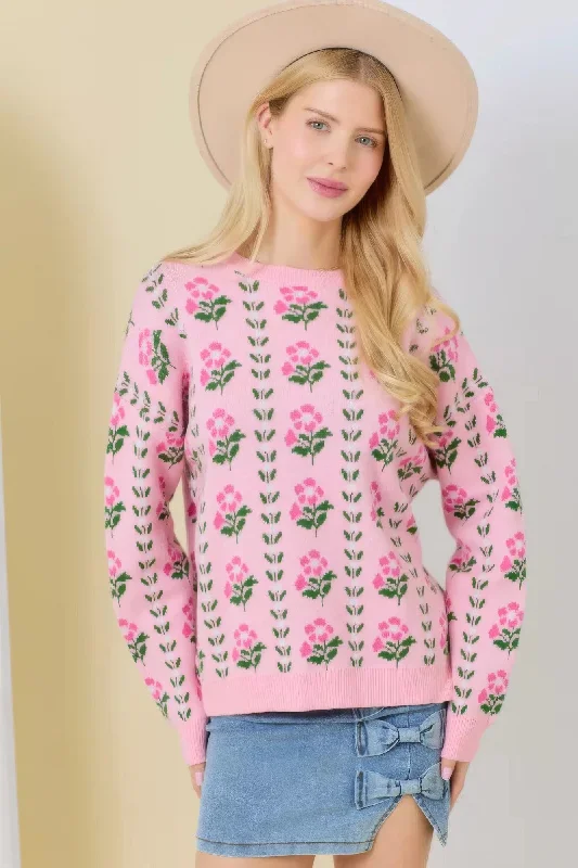 Today's Special Floral Border Jacquard Sweater Knit