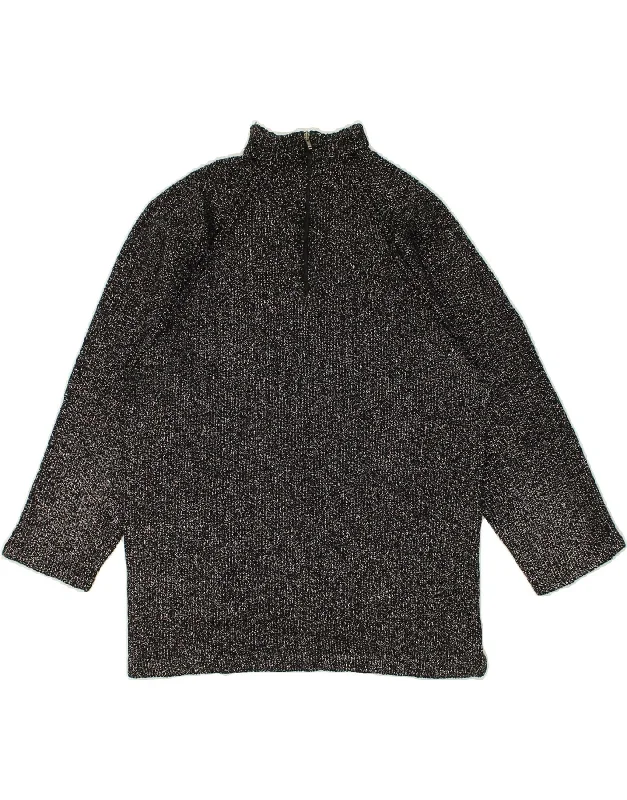 Special Buy VINTAGE Womens Zip Neck Jumper Sweater UK 10 Small Black