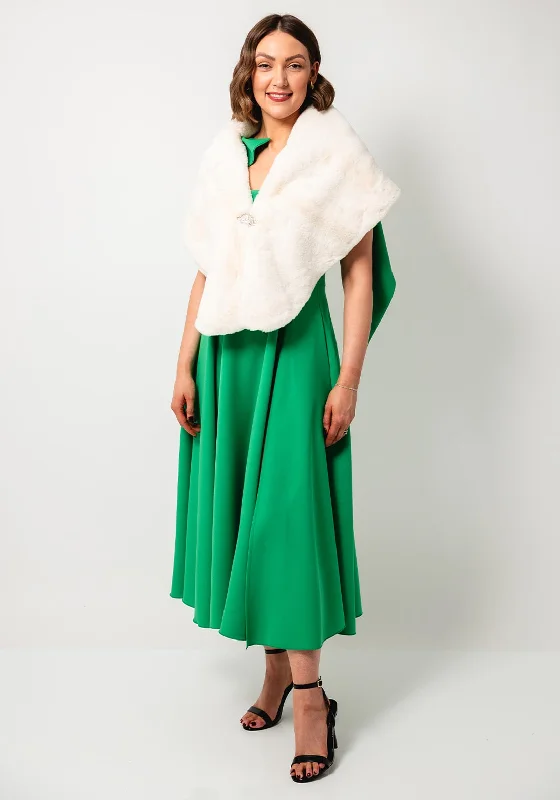 Deep Discounts Serafina Collection One Size Faux Fur Shawl, Cream