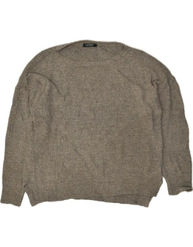 Savings Bonanza RALPH LAUREN Womens Boat Neck Jumper Sweater UK 18 XL Grey Cotton