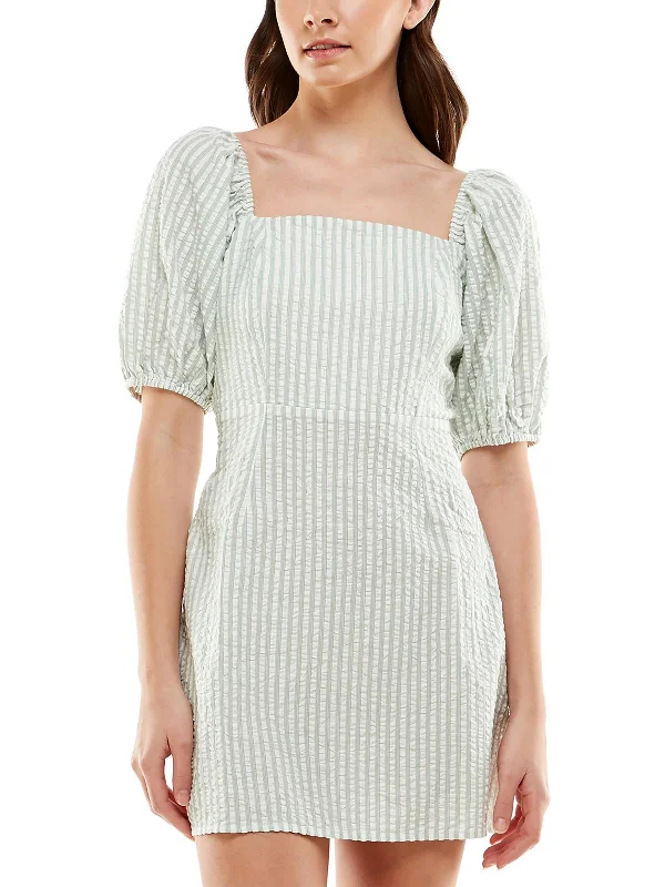 Price Drop Womens Striped Square Neck Mini Dress