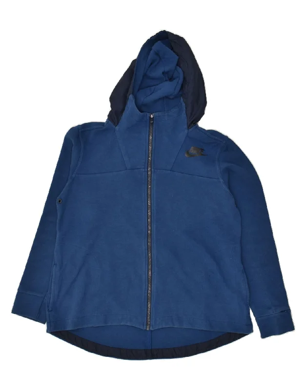 Limited Time Offer NIKE Womens Graphic Zip Hoodie Sweater UK 14 Medium Blue Colourblock