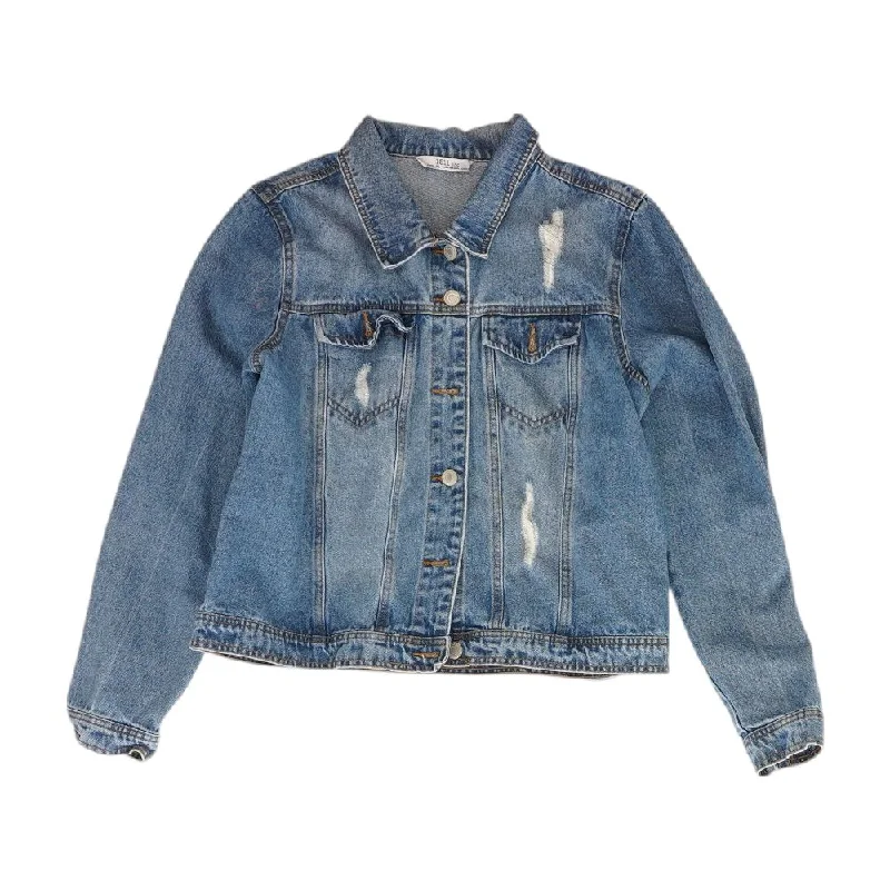 Special Price Blue Solid Denim Jacket