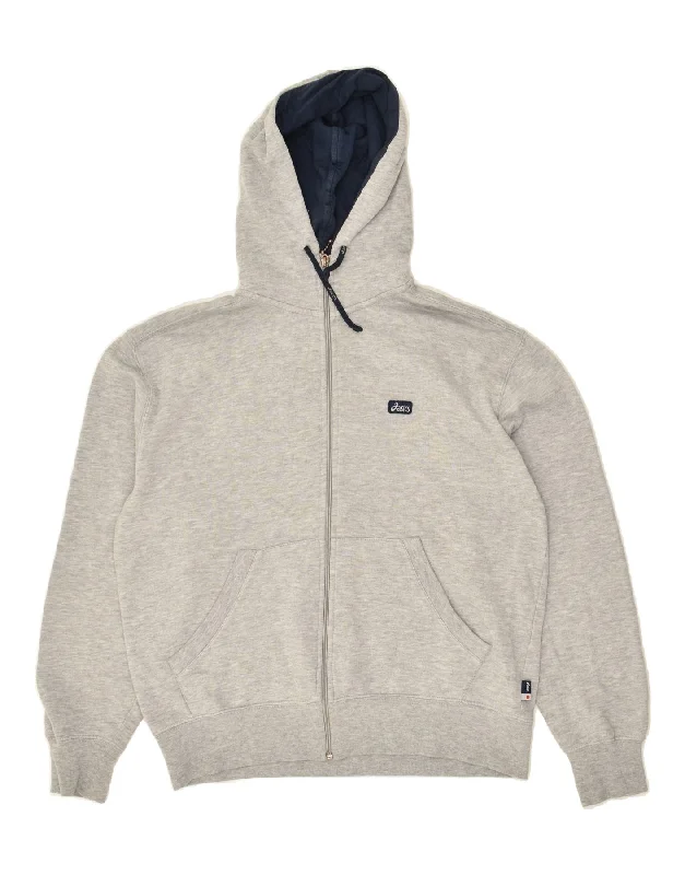 Can't Miss ASICS Womens Oversized Zip Hoodie Sweater UK 10 Small Grey Cotton