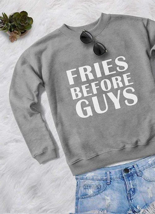 Blowout Sale FRIES BEFORE GUYS WOMEN PRINTED SWEAT SHIRT