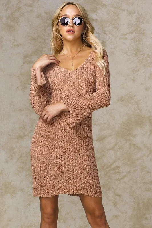 Amazing Deals Amber Bodycon Sweater Dress Rose