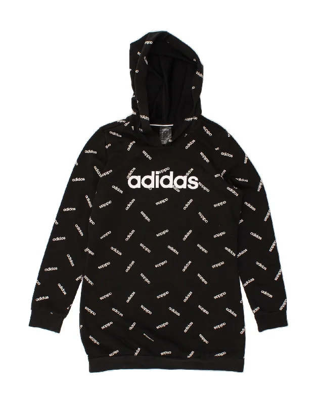 Get It Before It’s Gone ADIDAS Womens Graphic Hoodie Jumper UK 12/14 Medium Black Cotton