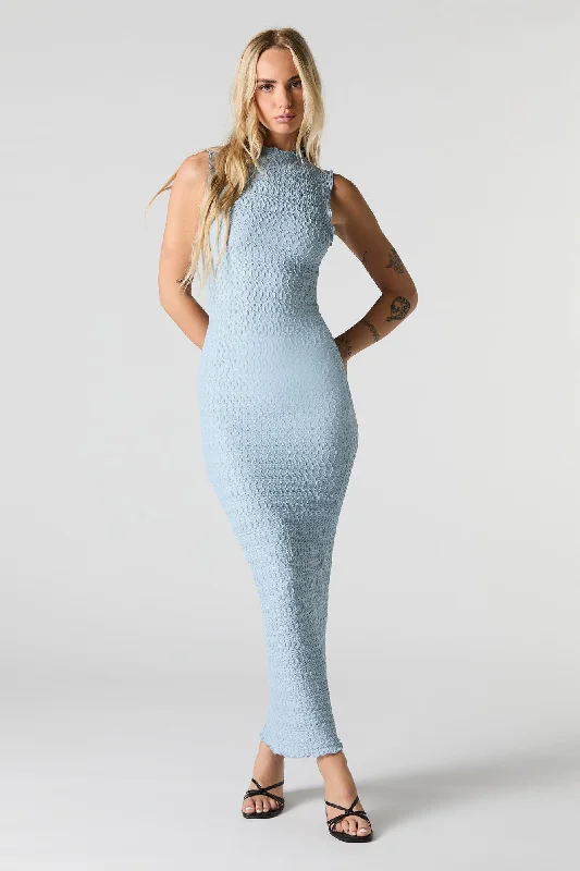 Savings Event Textured Sleeveless Bodycon Maxi Dress