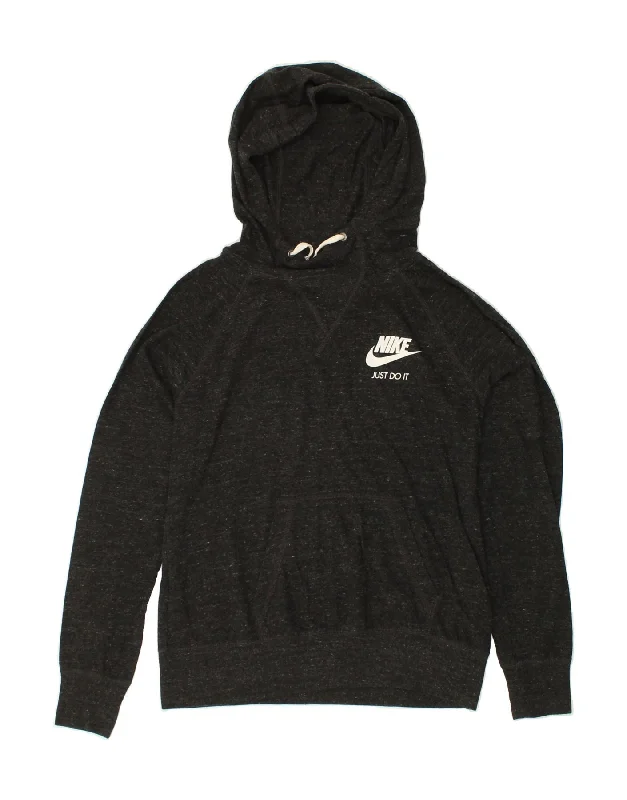 Unmissable Offer NIKE Womens Hoodie Jumper UK 14 Medium Black Flecked Cotton