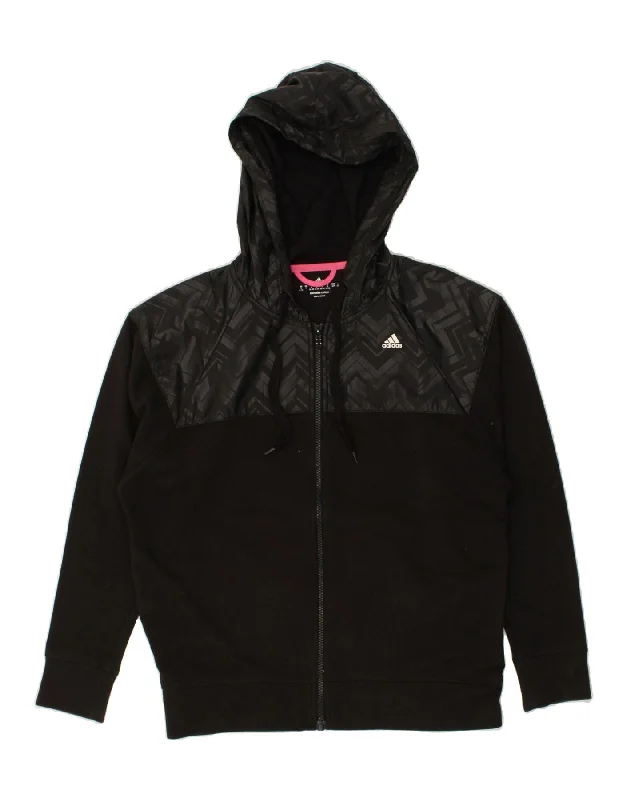Daily Deals ADIDAS Womens Climalite Zip Hoodie Sweater UK 8/10 Small Black Chevron