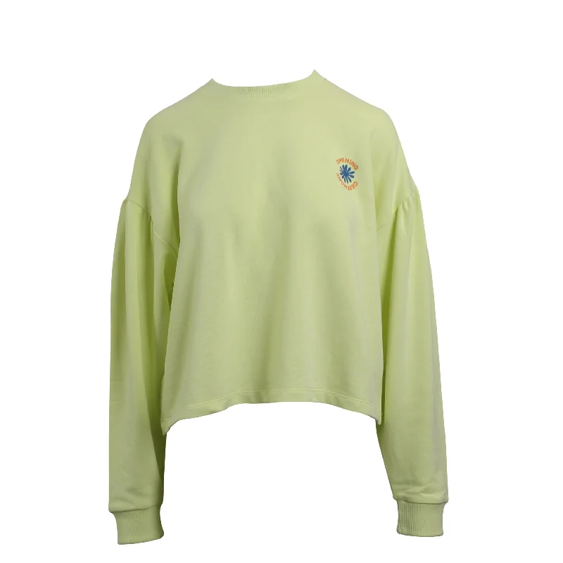 Best Seller Opening Ceremony PALE ACID YELLOW DROPPED SHOULDER LOGO SWEATSHIRT