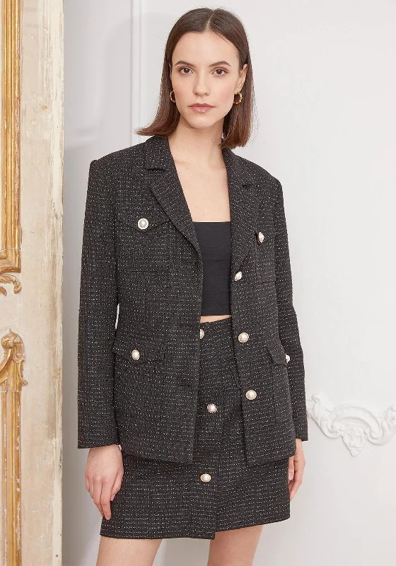 Big Discounts Jovonna Auchel Pearl Accent Tweed Jacket, Black