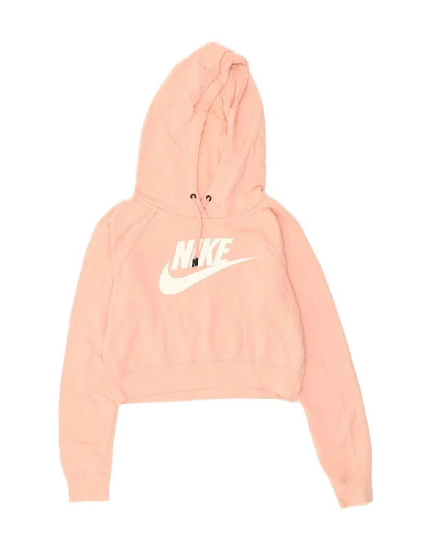 Don't Miss NIKE Womens Graphic Crop Hoodie Jumper UK 6 XS Pink