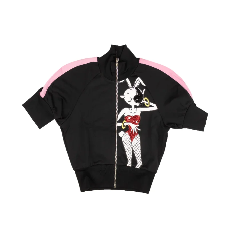 Extra Savings MOSCHINO COUTURE Black Short Sleeve Pink Zip Track Jacket