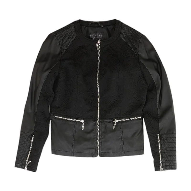 Crazy Deals Black Paisley Faux Leather Jacket