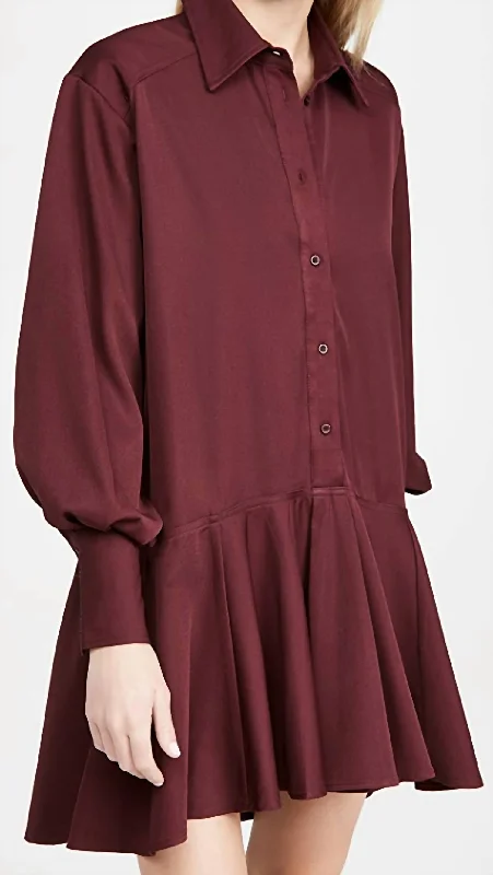 Mega Deal Button Down Shirtdress In Burgundy