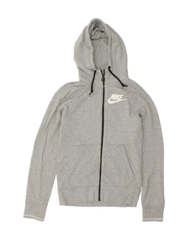 Bonus Savings NIKE Womens Zip Hoodie Sweater UK 6 XS Grey Cotton