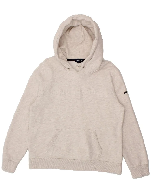 Special Price SUPERDRY Womens Graphic Hoodie Jumper UK 16 Large Off White Cotton