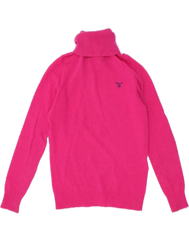 Super Sale GANT Womens Roll Neck Jumper Sweater UK 10 Small Pink Lambswool
