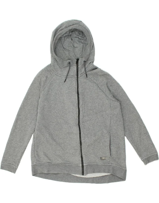 Big Savings NIKE Womens Loose Fit Zip Hoodie Sweater UK 14 Medium Grey Cotton