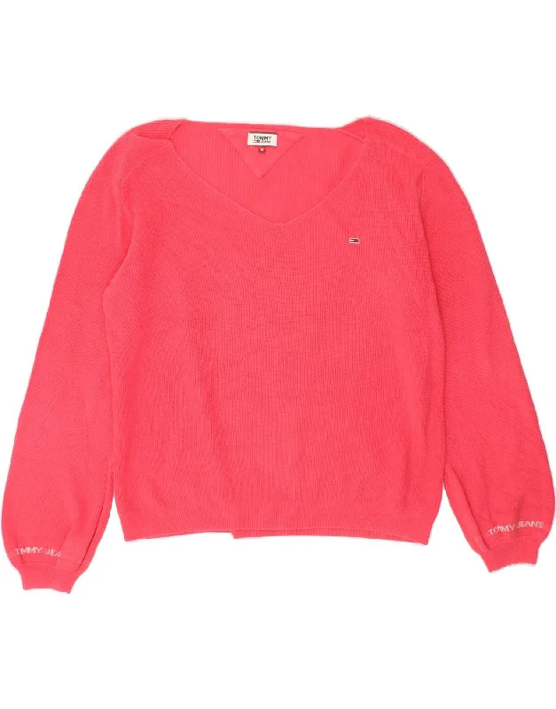Best Bargains TOMMY HILFIGER Womens Oversized V-Neck Jumper Sweater UK 14 Medium Pink Best Bargains TOMMY HILFIGER Womens Oversized V-Neck Jumper Sweater UK 14 Medium Pink