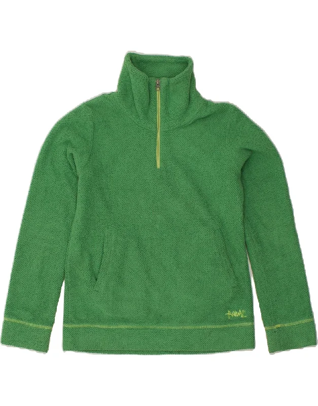 Price Drop ANIMAL Womens Zip Neck Fleece Jumper UK 12 Medium Green Polyester