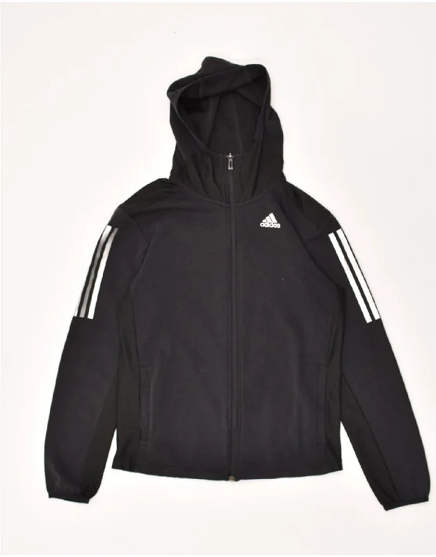 Lowest Prices ADIDAS Womens Graphic Zip Hoodie Sweater UK 10 Small Black Polyester
