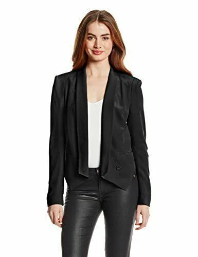 Clearance Items REBECCA MINKOFF Women's Black Becky Silk Crepe Jacket Size Large NWT