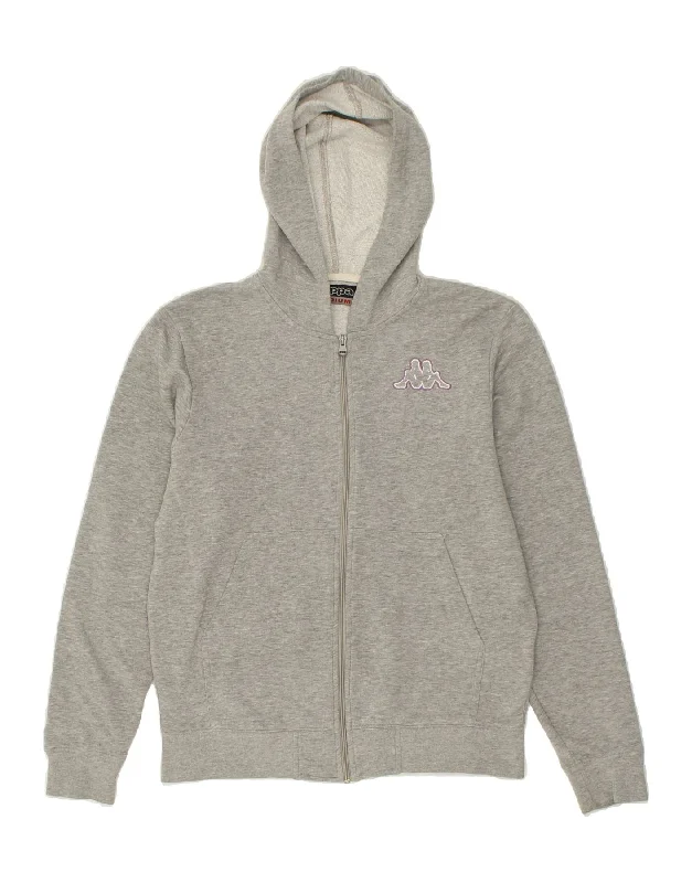 Buy More, Save More KAPPA Womens Zip Hoodie Sweater UK 14 Medium Grey Cotton