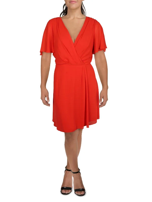 Super Savings Womens Pleated Midi Wrap Dress
