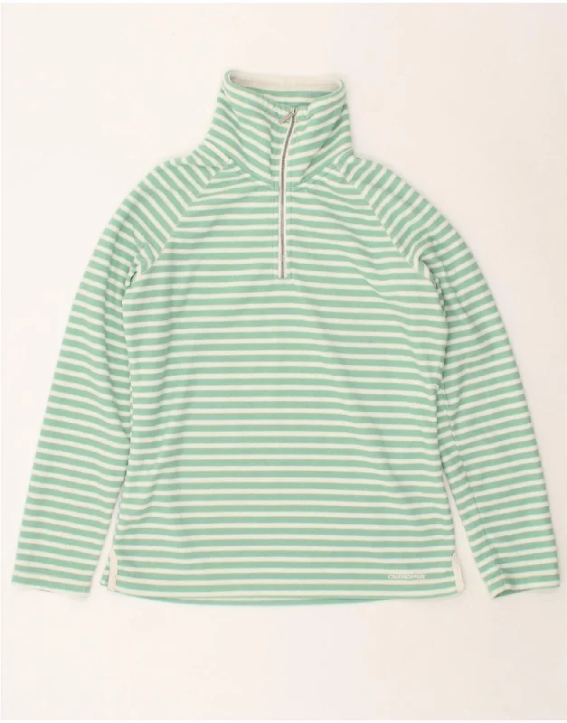 Massive Deals CRAGHOPPERS Womens Zip Neck Fleece Jumper UK 12 Medium Green Striped