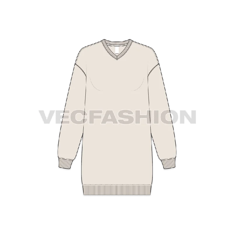 Epic Deals Women's Drop Shoulder V-neck Sweatshirt