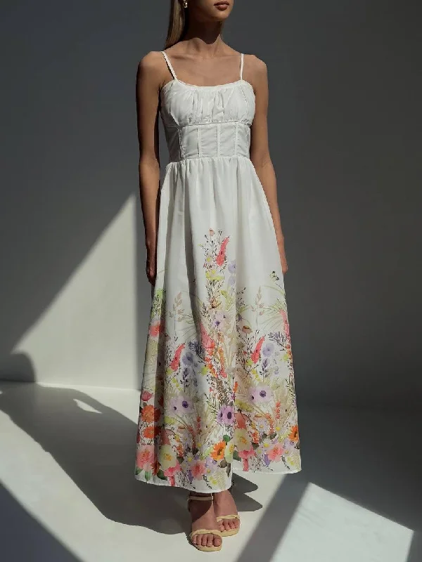 Special Price White Floral Midi Dress