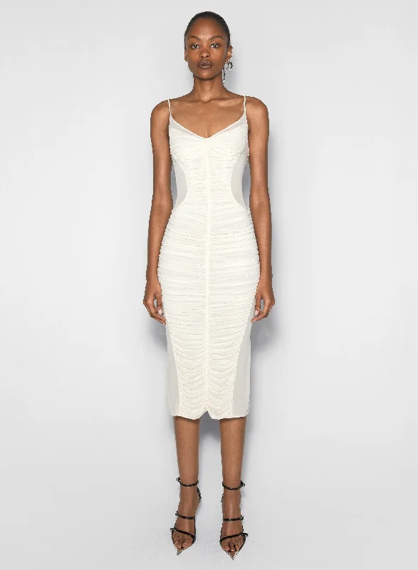 New Arrival white ruched dress