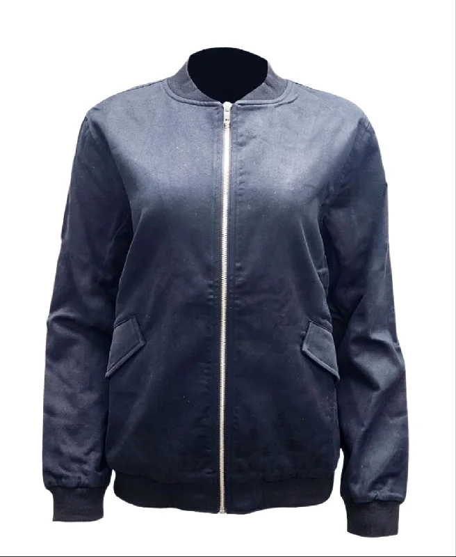 Deep Discounts HoodLamb Women's Black Unlined Natural Hemp Bomber Jacket 420 NWT