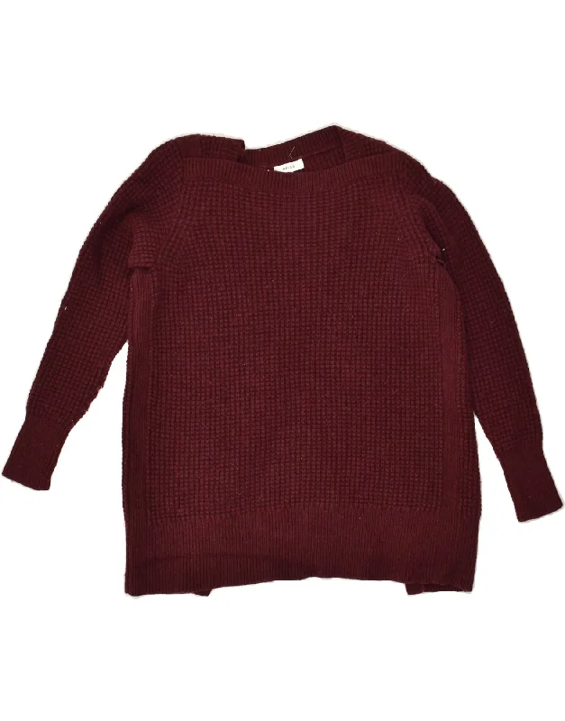 Discount Deals REISS Womens Square Neck Jumper Sweater UK 6 XS Maroon Wool