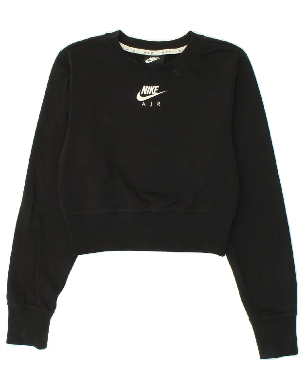 Special Savings NIKE Womens Graphic Crop Sweatshirt Jumper UK 6 XS Black Cotton