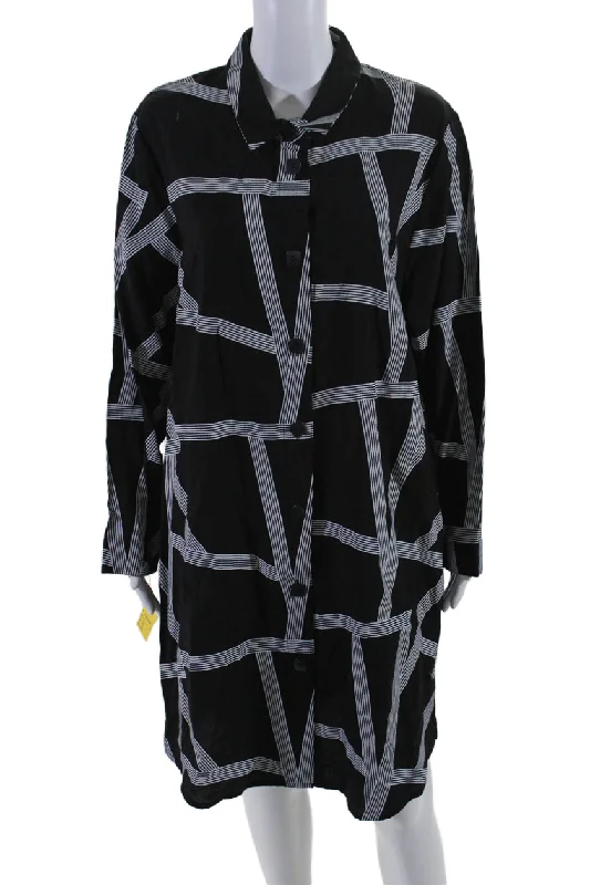 Daily Specials Trine Kryger Simonsen Womens Collared Colorblock Button Up Dress Black