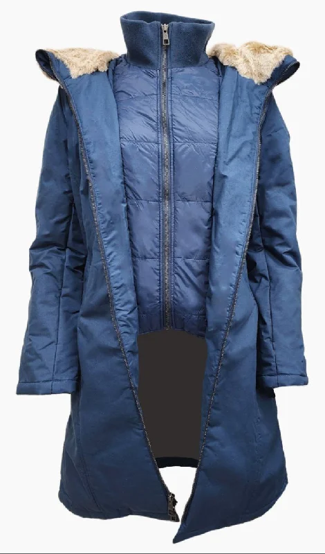 Huge Discounts HoodLamb Women's Navy 2-1 Long Natural Hemp Inner Vest Puffer NWT
