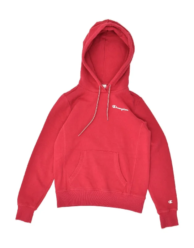 Price Drop CHAMPION Womens Graphic Hoodie Jumper UK 6 XS Red