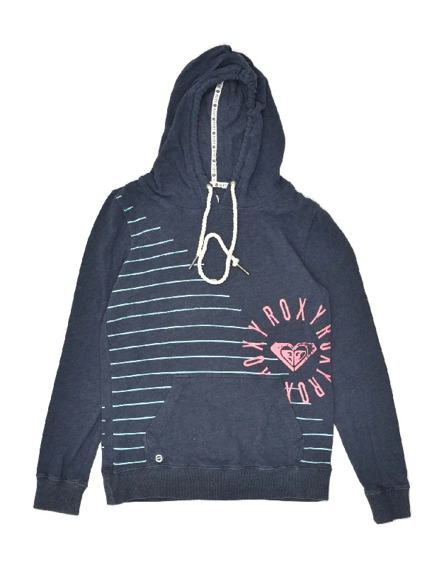 Shop and Save ROXY Womens Graphic Hoodie Jumper UK 14 Medium Navy Blue