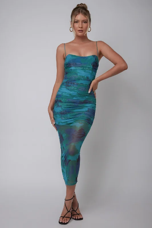 Grand Opening Sale Logan Cami Strap Midi Dress Floral Green
