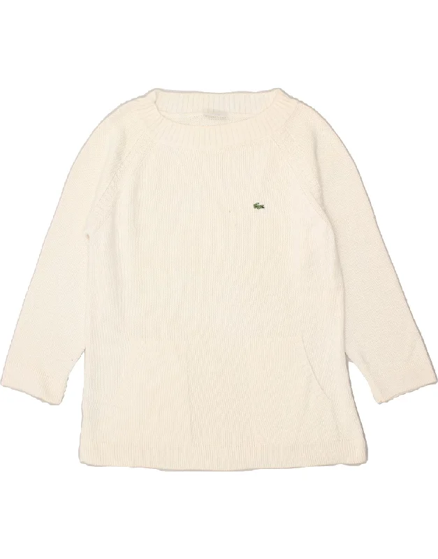 Early Access LACOSTE Womens 3/4 Sleeve Boat Neck Jumper Sweater Size 44 Large White
