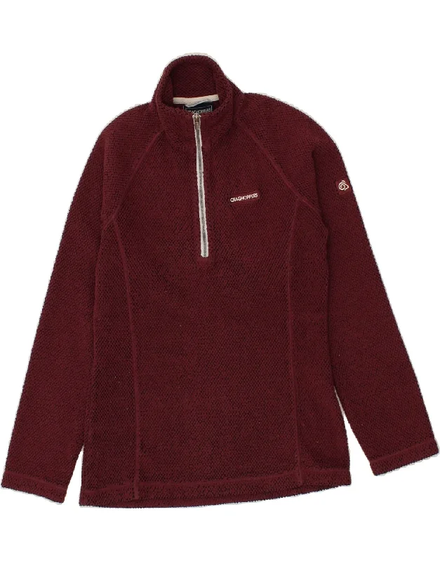 Shop and Save CRAGHOPPERS Womens Zip Neck Sweatshirt Jumper UK 8 Small Burgundy