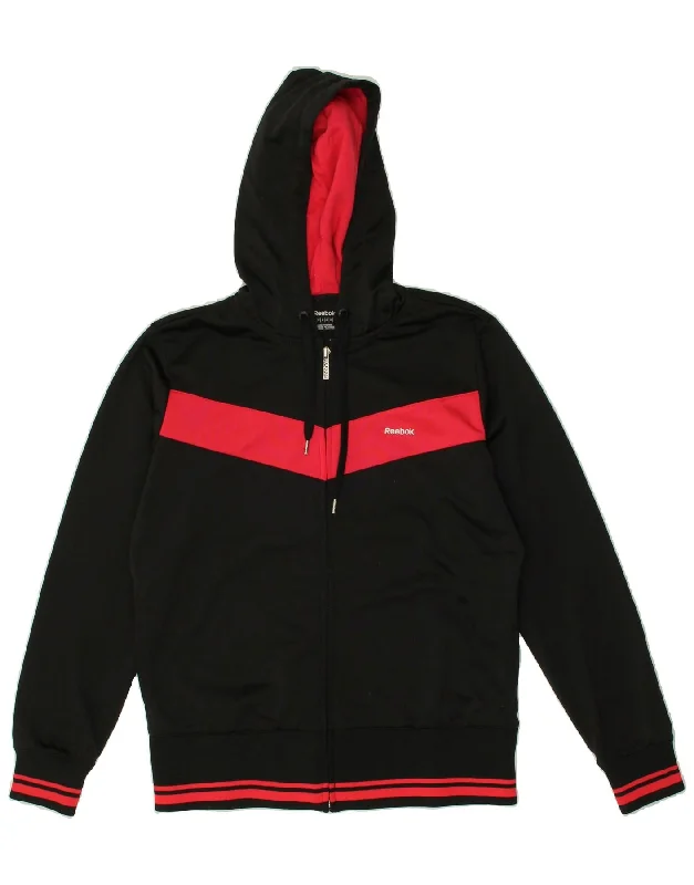 Exclusive Preview REEBOK Womens Zip Hoodie Sweater UK 14 Medium Black Colourblock Polyester Exclusive Preview REEBOK Womens Zip Hoodie Sweater UK 14 Medium Black Colourblock Polyester