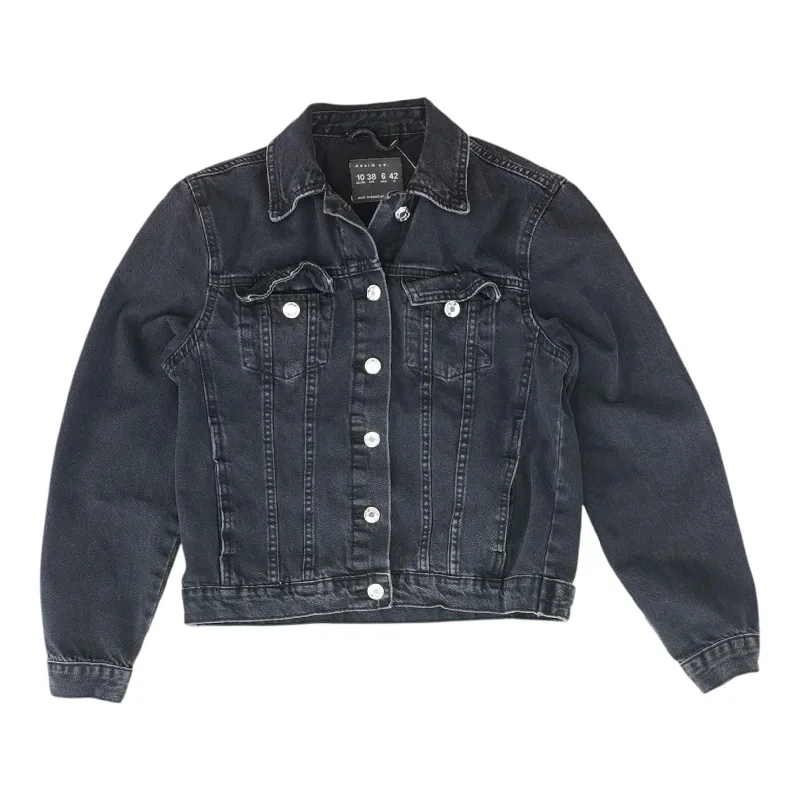 Year-End Sale Black Solid Denim Jacket
